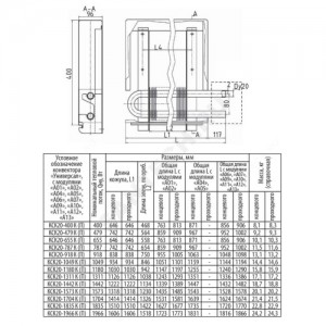 Конвектор настенный концевой "Универсал" КСК 20 К (А07) (малой глубины) 0.479кВт з/у однотр с т/клапаном (пр) Danfoss 013G1809 бок/п под приварку лев Сантехпром 6001016