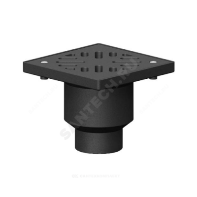 Трап чугун вертикальный квадратный ТП-113 с грязеуловителем с чугунной решеткой Ду 100 Татполимер ТП-113.110-250VP