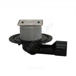 Трап для балконов и террас регулируемый с "сухим" затвором Дн 50/75 с нержавеющей решёткой 115х115мм с фиксацией решетки Klick-Klack горизонтальный/вертикальный выпуск HL HL80-3000