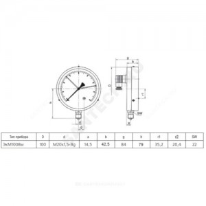 Манометр электроконтактный ЭКМ100Вм радиальный Дк100мм 0-1,0 МПа исполнение 5 G1/2" ЗАВОД ТЕПЛОТЕХНИЧЕСКИХ ПРИБОРОВ