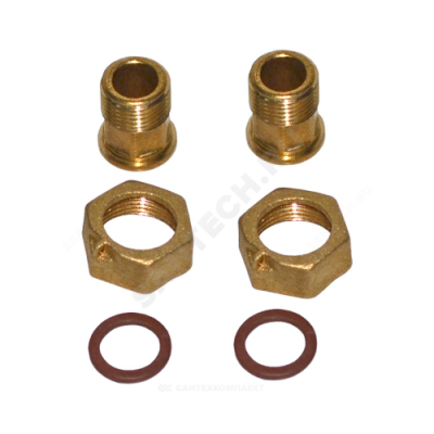 Комплект присоединительный латунь для счётчика воды Ду 15 G3/4"х1/2" L=47мм ВР/НР Цветлит ZW50104