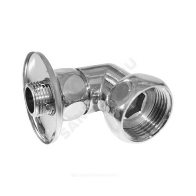 Соединитель для полотенцесушителя латунь Ду 25 (1") НР/нак/гайка угловой хром 0003-07 Китай