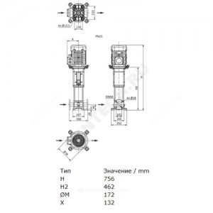Насос многоступенчатый вертикальный HELIX V 1602-2/25/V/KS/400-50 PN25 3х400В/50 Гц Wilo 4150661