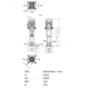 Насос многоступенчатый вертикальный HELIX V 1610-2/25/V/KS/400-50 PN25 3х400В/50 Гц Wilo 4150669