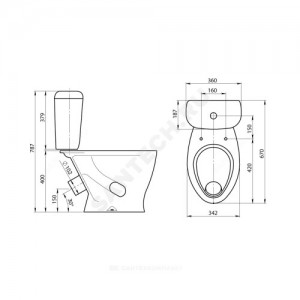 Унитаз-компакт Воротынский белый нижний подвод косой выпуск 1/реж полипропилен Santeri 1.P401.7.S00.00B.F