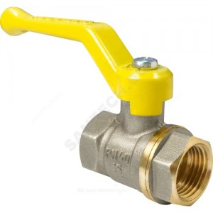 Кран шаровой латунь никель газ 11Б27фтМ Ду 15 Ру40 ВР полнопроходной рычаг VALFEX VF.271.NR3.012