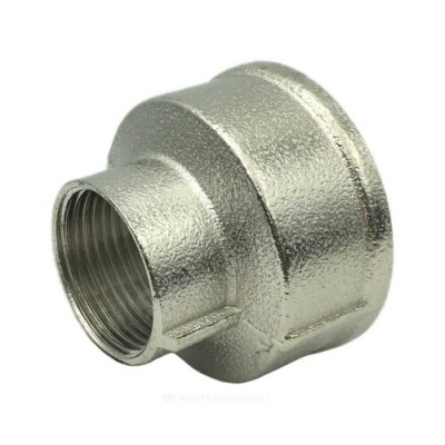 Муфта латунь никель переходная Ду 20х15 (3/4"х1/2") ВР/ВР