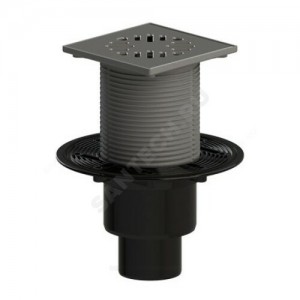 Трап регулируемый с механическим "сухим" затвором Дн 50/75/110 с чугунной решёткой 150х150мм вертикальный выпуск Татполимер ТП-310PMs