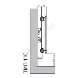 Радиатор стальной панельный Compact C тип 11 500х2800 Qну=3337 Вт бок/п RAL 9016 (белый) Heaton Plus