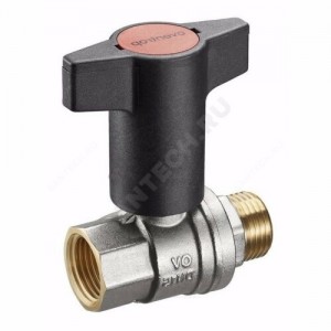 Кран шаровой латунь никель Optibal Ду 15 Ру16 ВР/НР полнопроходной с Т-рукояткой удлиненная ручка Oventrop 1077304