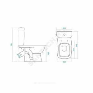 Унитаз-компакт Нео Лайт белый нижний подвод косой выпуск 2/реж дюропласт Santek 1.WH30.2.408