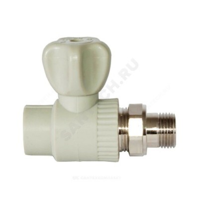 Кран PP-R шаровой серый НР Дн 25х3/4" прямой для радиатора VALFEX 10149025Г