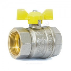 Кран шаровой латунь никель газ Pride Ду 40 Ру25 ВР полнопроходной бабочка аналог 11б27п LD 47.40.В-В.Б .