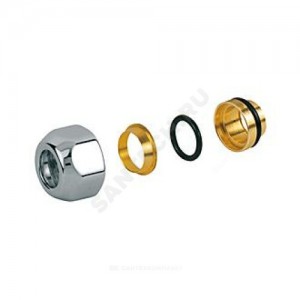 Соединитель латунь для медных труб хром глянцевый Дн 16х16 обжим/ВР с базой 16мм T178C Giacomini T178CX018