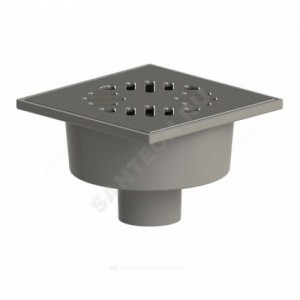 Трап нерегулируемый с механическим "сухим" затвором Дн 50 с нержавеющей решёткой 150х150мм вертикальный выпуск Татполимер ТП-102.50-150VSMs