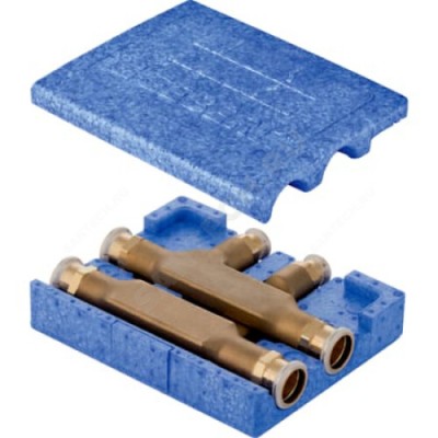 Тройник латунь крестовой с изоляцией Дн 22х18х22 пресс Mapress Geberit 63118