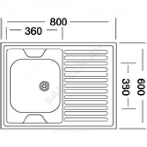 Мойка левосторонняя накладная 800х600х130 сталь нержавеющая AISI 430 без сифона Владикс V-401