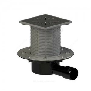 Трап регулируемый с механическим "сухим" затвором Дн 40/50 с нержавеющей решёткой 150х150мм горизонтальный выпуск Татполимер ТП-510.1Ms