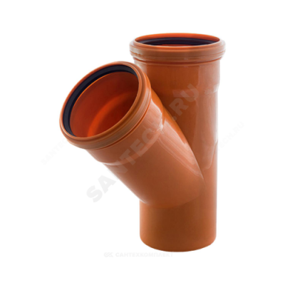 Тройник НПВХ с раструбом коричневый Дн 250х110х87гр б/нап в/к Хемкор