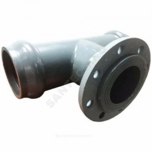 Тройник НПВХ серый SDR26 Дн 110х100х90гр Ру10 фланец-раструб напорный фланец сталь Хемкор 2181139