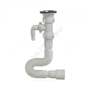 Сифон для умывальника гофрированный 1 1/2"x40/50 с отводом (штуцером) без выпуска Орио АС-101325