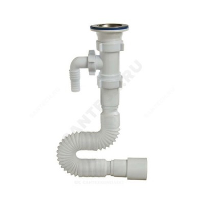 Сифон для умывальника гофрированный 1 1/2"x40/50 с отводом (штуцером) без выпуска Орио АС-101325