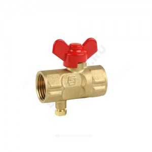 Кран для манометра шаровой латунь 11б27п(м)2 Ду 15 Ру16 ВР G1/2" с бабочкой без фланца с краном Маевского