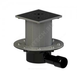 Трап регулируемый с механическим "сухим" затвором Дн 40/50 с чугунной решёткой 150х150мм горизонтальный выпуск Татполимер ТП-510.1PMs