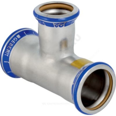 Тройник переходной сталь нерж Дн 108х42х108 пресс для газоснабжения Mapress Geberit 34125