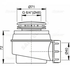 Сифон для поддона 1 1/2"x40 h=72мм слив крышка D=71мм, белая Alca Plast A47B-50