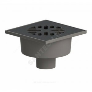 Трап нерегулируемый с механическим "сухим" затвором Дн 50 с чугунной решёткой 150х150мм вертикальный выпуск Татполимер ТП-102.50-150VPMs