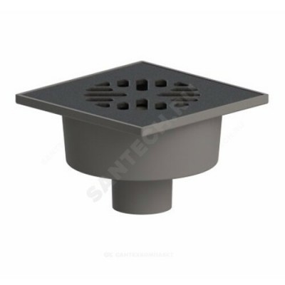 Трап нерегулируемый с механическим "сухим" затвором Дн 50 с чугунной решёткой 150х150мм вертикальный выпуск Татполимер ТП-102.50-150VPMs