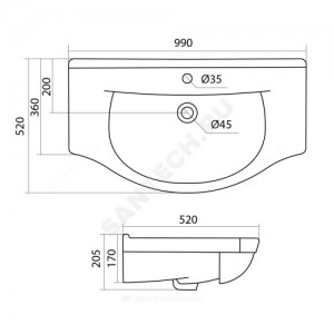 Умывальник мебельный Эльбрус 100 Santek 1.WH11.0.255