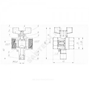 Кран шаровой 11б27п(т)1 для термодатчика Ду 15 Ру16 ВР Пензапромарматура 01411011
