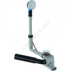 Слив-перелив для ванны плоский полуавтоматический (тросик) с переходной трубкой 45гр. 40/50 слив клапан с пробкой Geberit 150.520.21.1