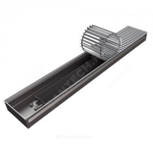 Конвектор внутрипольный Бриз рулонная решетка (втулки черные) анодированный алюминий шаг 12 мм с рамкой U - образный профиль подключение - справа КЗТО 200х80х2500 1то Nova 5 Ал12 БР2008025001ТОКПU5АЛ12Ч