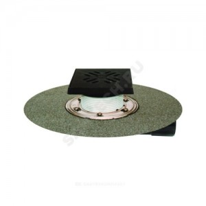 Трап для балконов и террас регулируемый с "сухим" затвором Дн 50/75 с чугунной решёткой 137х137мм с полимербитумным полотном горизонтальный/вертикальный выпуск HL HL81GH