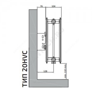 Радиатор стальной панельный Hygiene Ventil Compact HVC тип 20 900х1000 Qну=2282 Вт ниж/п прав в комплекте кронштейн. встроенный вентиль, гигиенический RAL 9016 (белый) Heaton Plus
