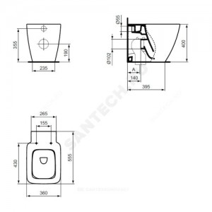 Унитаз без бачка STRADA II AquaBlade горизонт/выпуск дюропласт микролифт Ideal Standard T359801