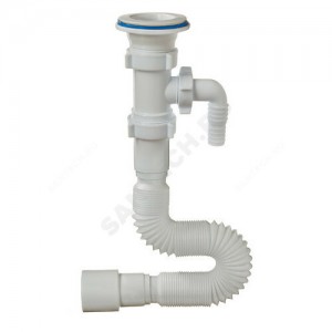 Сифон для умывальника гофрированный 1 1/2"x40/50 L=850мм с отводом (штуцером) выпуск с пластиковой решёткой D=70мм Орио А-70175