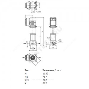 Насос многоступенчатый вертикальный HELIX VE 2203-2/25/V/KS PN25 3х400В/50 Гц Wilo 4140699
