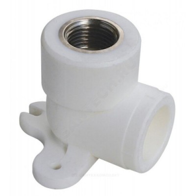 Угольник PP-R комбинированный белый ВР Дн 25х3/4" с креплением PRO VALFEX 10120125-PRO