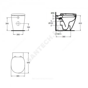 Унитаз без бачка Connect горизонт/выпуск без сиденья Ideal Standard E803401