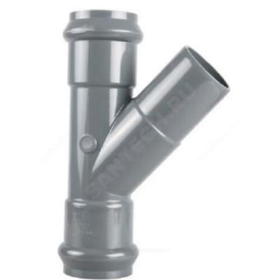 Тройник НПВХ серый SDR26 Дн 160х45гр Ру10 раструбный напорный 2181137