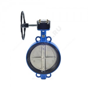 Затвор дисковый поворотный чугун Ду 200 Ру10/16 межфл с редуктором диск чугун манжета EPDM Китай
