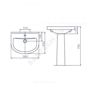 Умывальник подвесной Стандарт 56 белый Rosa (Кировская керамика)