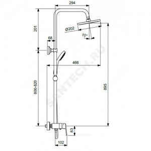 Система душевая серия BALANCE в комплекте смеситель, верхний душ, шланг и лейка Vidima BA271AA