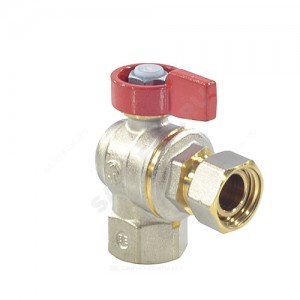 Кран шаровой латунь никель угловой R781 Ду 15 Ру16 ВР/нак. гайка полнопроходной флажок Giacomini R781PX013