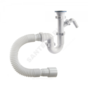 Сифон для умывальника/мойки трубный 1 1/2"x40 с гофрой 40х40/50 с отводом (штуцером) выпуск с нержавеющей решёткой D=70мм Орио S-41059