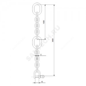 Цепь подъемная с карабином сталь нерж L=3 м Grundfos 98538175